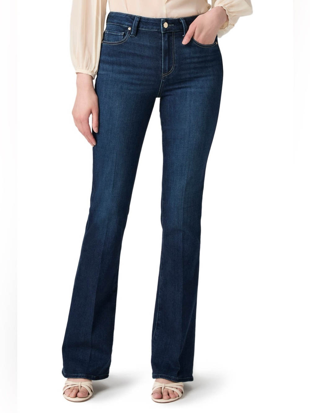 dark wash PAIGE denim flare jeans